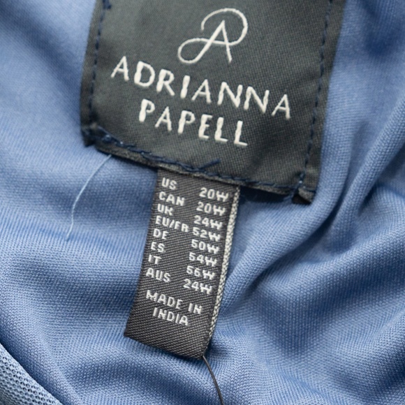 Adrianna Papell - Plus Size Hand Beaded Short Sleeve Floral Godet Gown In French - Picture 12 of 12